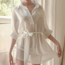 Load image into Gallery viewer, Silk Pajamas Women&#39;S Cotton Summer Sexy Shirts Sweet Mid-Length Nightdresses Loose And Sweet Korean Style Kawaii Home Clothes