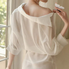 Load image into Gallery viewer, Silk Pajamas Women&#39;S Cotton Summer Sexy Shirts Sweet Mid-Length Nightdresses Loose And Sweet Korean Style Kawaii Home Clothes