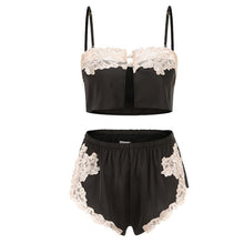 Load image into Gallery viewer, Silk Pajamas Women Sleepwear Sexy Lingerie Lace French Sweet Sleep Tops with Panty Home Wear Two Piece Set Summer Dropshipping
