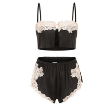 Load image into Gallery viewer, Silk Pajamas Women Sleepwear Sexy Lingerie Lace French Sweet Sleep Tops with Panty Home Wear Two Piece Set Summer Dropshipping