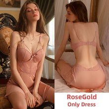 Load image into Gallery viewer, Silk Robe for Women Pamajas Set Sexy Sleepwear BathRobe Sets Lace Night Dress Backless Camisole Nightgown Sleep Tops Lingerie