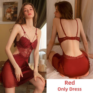 Silk Robe for Women Pamajas Set Sexy Sleepwear BathRobe Sets Lace Night Dress Backless Camisole Nightgown Sleep Tops Lingerie