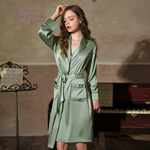 Load image into Gallery viewer, Silk Robes for Women Sleepwear Kimono Bathrobe Female Intimate Lingerie Home Wear Deep V Sexy Bridesmaid Robe Dropshipping