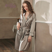 Load image into Gallery viewer, Silk Robes for Women Sleepwear Kimono Bathrobe Female Intimate Lingerie Home Wear Deep V Sexy Bridesmaid Robe Dropshipping