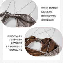 Load image into Gallery viewer, Silver Shiny Sexy Dress Women Lingerie Erotica Nightdress Bow Hollow Chain Slim Mini Skirt Night Club European Clothing Cosplay