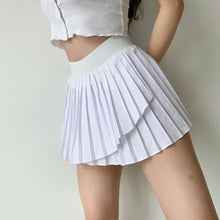 Load image into Gallery viewer, Simple High Waist Solid Tennis Sports Pleated Skirt With Shorts Women Harajuku Black White Plus Size Sexy Mini Asymmetric Skirts