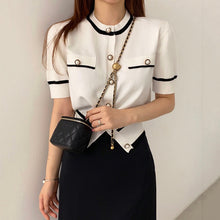 Load image into Gallery viewer, Simple O Neck Summer 2022 Short Sleeve Shirts Women Korean Chic Office Ladies Elegant All Match Blouse Loose Soft Hipster Blusas