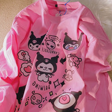 Load image into Gallery viewer, Simple O-neck Cute Cartoon T-shirts Women 2022 All Match Casua Loose Lazy Tops Long Sleeve Japanese Kawaii Tees Spring Blusas