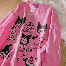 Load image into Gallery viewer, Simple O-neck Cute Cartoon T-shirts Women 2022 All Match Casua Loose Lazy Tops Long Sleeve Japanese Kawaii Tees Spring Blusas