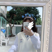 Load image into Gallery viewer, Simple V-neck Sweet Cartoon Cute Knitted Vests Women 2022 Casual Sleeveless Fresh Kawaii Waistcoats Spring Kawaii Clothes