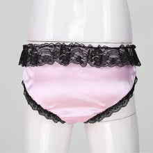 Load image into Gallery viewer, Sissy Gay Panties Mens Lace Sexy Bikini Briefs G-String Thongs Breathable Underwear Knickers Satin Seamless Linge Sexy Panties