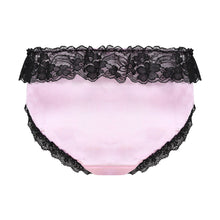 Load image into Gallery viewer, Sissy Gay Panties Mens Lace Sexy Bikini Briefs G-String Thongs Breathable Underwear Knickers Satin Seamless Linge Sexy Panties
