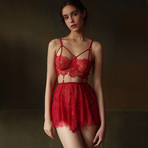 Sleep Wear for Women Thin Section Lace Perspective Straps Nightdress Transparent Nightgowns Sexy Lingerie Sleeping Clothes