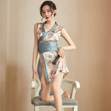 Load image into Gallery viewer, Sleepwear Women Japanese Clothes Sexy Erotic Sets Split Dress Role Playing Print Cardigan Kimono Sleeveless Adult Girl Nightgown
