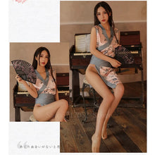 Load image into Gallery viewer, Sleepwear Women Japanese Clothes Sexy Erotic Sets Split Dress Role Playing Print Cardigan Kimono Sleeveless Adult Girl Nightgown