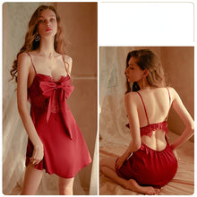 Load image into Gallery viewer, Sleepwear Women Night Gown Sexy Nightwear Bow Lace Sleepwear Sleep Tops Satin Slip Dress Women Nightgown Sleeping Dress Lingerie