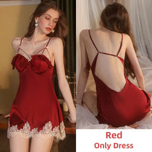 Load image into Gallery viewer, Sleepwear Women Pamajas Set Silk Robe Sexy BathRobe Sets Night Dress Backless Camisole Lace Nightgown Sleep Tops Summer 2022