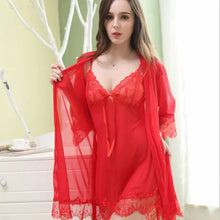 Load image into Gallery viewer, Sleepwear Women Sexy Sling Lingerie Nightwear Robe Babydoll Attractive Sexy Lace Mesh Dress Woman Pajamas For Women Home Wear