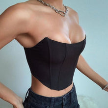 Load image into Gallery viewer, Sleeveless Off Shoulder Velvet Fashion Sexy Corset Crop Tops Vest Female Underwear Backless Bustier Top Solid