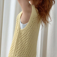 Load image into Gallery viewer, Sleeveless Vest Camisole Dress Women Summer Hollow Out Crochet Design Fashion Casual Knitted Robes Tassel Straight Vestidos 2021