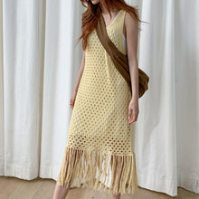 Load image into Gallery viewer, Sleeveless Vest Camisole Dress Women Summer Hollow Out Crochet Design Fashion Casual Knitted Robes Tassel Straight Vestidos 2021