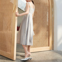 Load image into Gallery viewer, Sling Dress Women&#39;s Dress  2022 New Summer Vestidos Slim Waist Plaid Bandage French Shoulder Strapless Sexy Elegant Dress