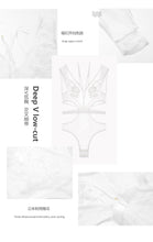 Load image into Gallery viewer, Slutty Bodysuit Women Sexy Lingerie Porno Mesh See-through Hollow Out Hot Lovely White Onesie Exotic Costumes Stripper Clothes