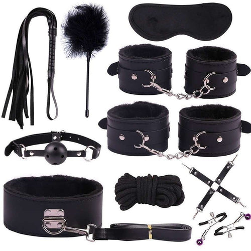 Sm Sex Toys Adult Products Sex Products Light Leather 10-piece Suit Plush Suit Slave Collar  Soft Rope Bondage  Bondage Toys 18