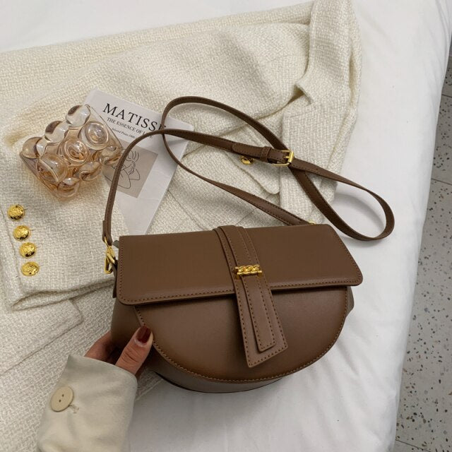 Small Good Quality Pu Leather Saddle Crossbody Bags for Women 2022 Fashion Luxury Brand Shoulder Bag Female Handbags Clutch Bags