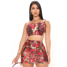 Load image into Gallery viewer, Snake Skin Printed Evening Party Two Piece Holiday Outfits Women Skirts Sets Clothes 2021 Sweet Girl Tank Top Sexy Summer Dress