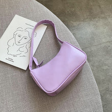 Load image into Gallery viewer, Soft PU Leather Women Purple Underarm Bag Retro Solid Color Ladies Baguette Handbags Fashion Design Girls Small Shoulder Bags