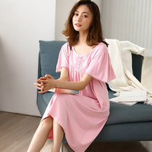 Load image into Gallery viewer, Soild Nightwear Women Modal Sweet Princess Sleepwear XXXL Nightdress Loose Soft Nightgowns Summer Female Homewear