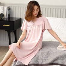 Load image into Gallery viewer, Soild Nightwear Women Modal Sweet Princess Sleepwear XXXL Nightdress Loose Soft Nightgowns Summer Female Homewear
