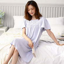 Load image into Gallery viewer, Soild Nightwear Women Modal Sweet Princess Sleepwear XXXL Nightdress Loose Soft Nightgowns Summer Female Homewear