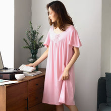 Load image into Gallery viewer, Soild Nightwear Women Modal Sweet Princess Sleepwear XXXL Nightdress Loose Soft Nightgowns Summer Female Homewear