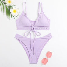 Load image into Gallery viewer, Solid Color Bikinis Bandage Swimsuit Women&#39;S Swimwear String Biquini Halter Bikini Set 2021 New Bathing Suits Beach Wear