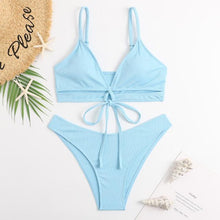 Load image into Gallery viewer, Solid Color Bikinis Bandage Swimsuit Women&#39;S Swimwear String Biquini Halter Bikini Set 2021 New Bathing Suits Beach Wear