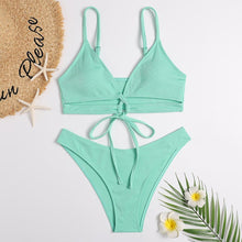 Load image into Gallery viewer, Solid Color Bikinis Bandage Swimsuit Women&#39;S Swimwear String Biquini Halter Bikini Set 2021 New Bathing Suits Beach Wear