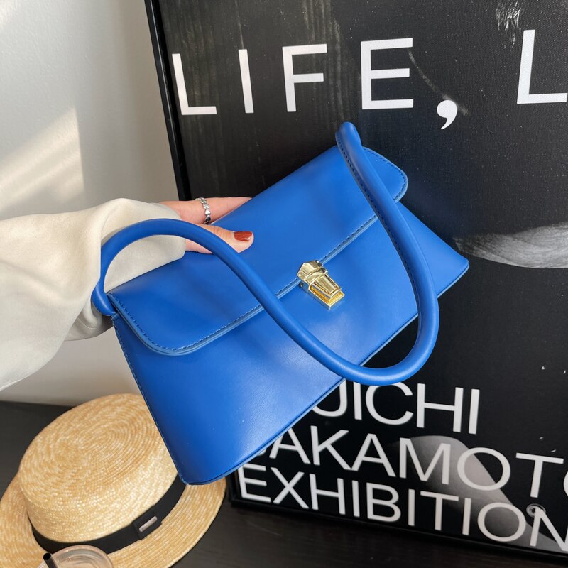 Solid Color PU Leather Shoulder Bags For Women 2022 hit Spring Handbags Small Travel Hand Bag Ladies Fashion Shoulder Bags