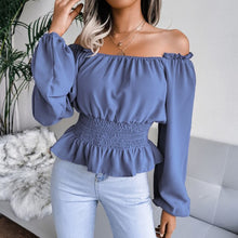 Load image into Gallery viewer, Solid Color Tops Fashion Women Ladies Long Sleeve Off Shoulder Sexy Shirt 2021 New Chiffon Blouses Female T-shirt Ladies Office