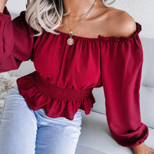 Load image into Gallery viewer, Solid Color Tops Fashion Women Ladies Long Sleeve Off Shoulder Sexy Shirt 2021 New Chiffon Blouses Female T-shirt Ladies Office