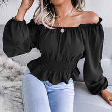 Load image into Gallery viewer, Solid Color Tops Fashion Women Ladies Long Sleeve Off Shoulder Sexy Shirt 2021 New Chiffon Blouses Female T-shirt Ladies Office