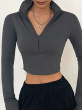 Load image into Gallery viewer, Solid Color Y2k Casual T Shirt Women Tops Sexy Grey Simple Style Party Club 2023 Spring Summer Long Sleeves Turtleneck Crop pur2