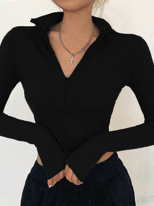 Solid Color Y2k Casual T Shirt Women Tops Sexy Grey Simple Style Party Club 2023 Spring Summer Long Sleeves Turtleneck Crop pur2