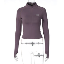 Load image into Gallery viewer, Solid Color Y2k Casual T Shirt Women Tops Sexy Grey Simple Style Party Club 2023 Spring Summer Long Sleeves Turtleneck Crop pur2