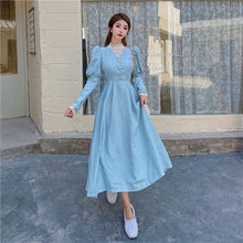 Load image into Gallery viewer, Solid Elegant Dress Women Winter Patchwork Lace Party Midi Dress Female Casual French Style Sweet Kawaii Korean Dress Women 2021