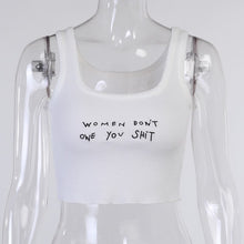 Load image into Gallery viewer, Solid Knitted Gothic Indie Style Crop Top Women Tank Casual White Sleeveless Crop Tops Women&#39;s T-Shirt Slim Letter Embroidery