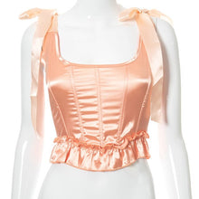 Load image into Gallery viewer, Solid Square Collar Patchwork Sleeveless Backless Lace Ribbons Y2K Corset Tops Summer Women Sweety Sexy Streetwears 2022 New