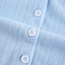 Load image into Gallery viewer, Solid Thin Hollow Out Knit Shirt Women Crop Top Single Breasted Long Sleeve Knitted Cardigan Women&#39;s Shirts Summer Simple Korean