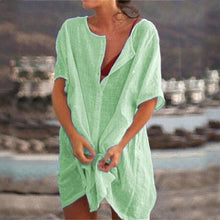 Load image into Gallery viewer, Solid Women Shirt Dress Fashion 2020 Spring Summer Short Sleeve Sexy Mini Dresses Casual Loose Basic Ruched Short Dress